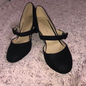 Black Block Heels With Straps